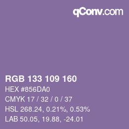 Color code: RGB 133 109 160 | qconv.com