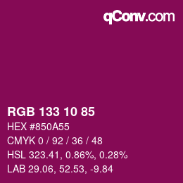 カラーコード: RGB 133 10 85 | qconv.com