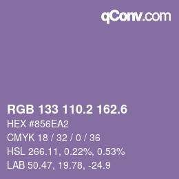 カラーコード: RGB 133 110.2 162.6 | qconv.com