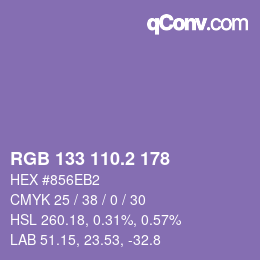 カラーコード: RGB 133 110.2 178 | qconv.com