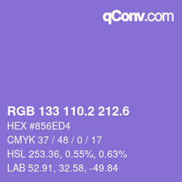 カラーコード: RGB 133 110.2 212.6 | qconv.com