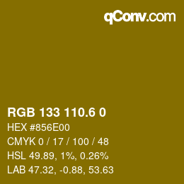 カラーコード: RGB 133 110.6 0 | qconv.com