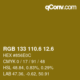 カラーコード: RGB 133 110.6 12.6 | qconv.com