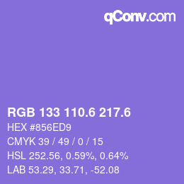 カラーコード: RGB 133 110.6 217.6 | qconv.com