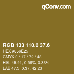 カラーコード: RGB 133 110.6 37.6 | qconv.com