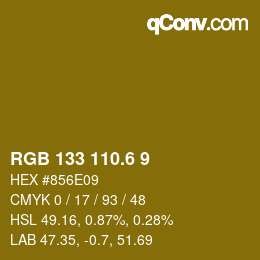 カラーコード: RGB 133 110.6 9 | qconv.com