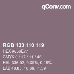 カラーコード: RGB 133 110 119 | qconv.com