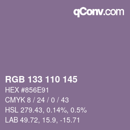 颜色代码: RGB 133 110 145 | qconv.com