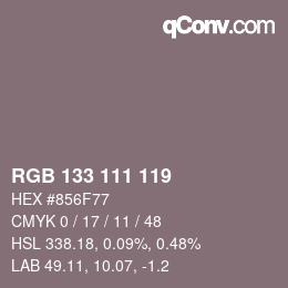 Farbcode: RGB 133 111 119 | qconv.com