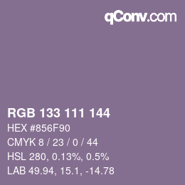 Color code: RGB 133 111 144 | qconv.com