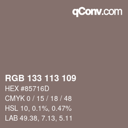 Farbcode: RGB 133 113 109 | qconv.com