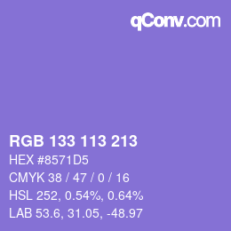 カラーコード: RGB 133 113 213 | qconv.com