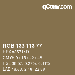 Color code: RGB 133 113 77 | qconv.com