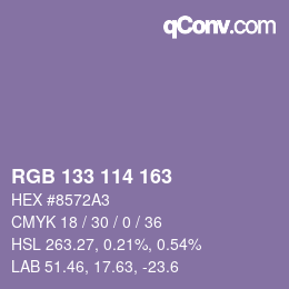 Color code: RGB 133 114 163 | qconv.com