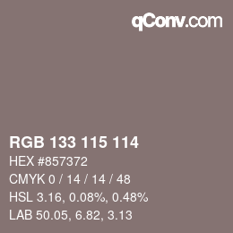Color code: RGB 133 115 114 | qconv.com