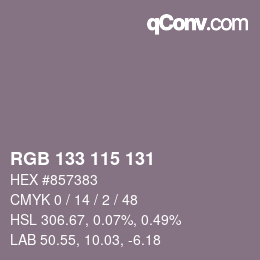 Farbcode: RGB 133 115 131 | qconv.com