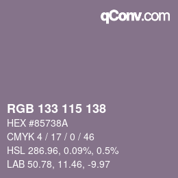 カラーコード: RGB 133 115 138 | qconv.com