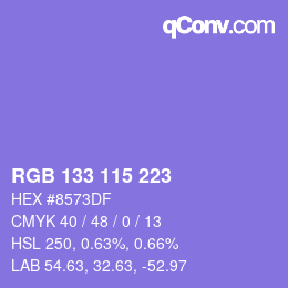 Color code: RGB 133 115 223 | qconv.com