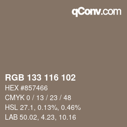 Code couleur: RGB 133 116 102 | qconv.com