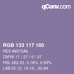 Color code: RGB 133 117 160 | qconv.com