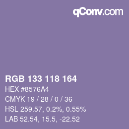 Color code: RGB 133 118 164 | qconv.com