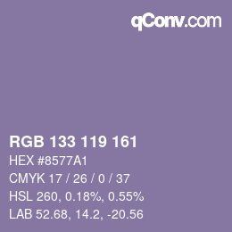 Color code: RGB 133 119 161 | qconv.com