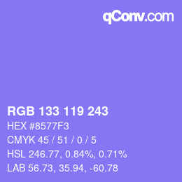 Farbcode: RGB 133 119 243 | qconv.com