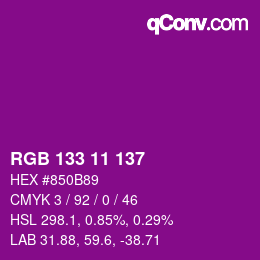 颜色代码: RGB 133 11 137 | qconv.com