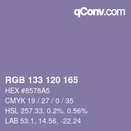 カラーコード: RGB 133 120 165 | qconv.com