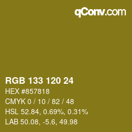 カラーコード: RGB 133 120 24 | qconv.com