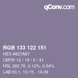 颜色代码: RGB 133 122 151 | qconv.com