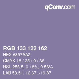 Color code: RGB 133 122 162 | qconv.com