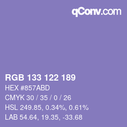 Color code: RGB 133 122 189 | qconv.com