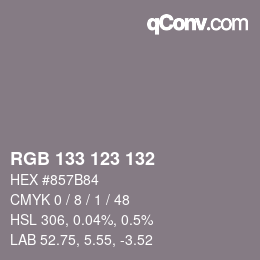 Code couleur: RGB 133 123 132 | qconv.com