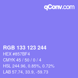 Color code: RGB 133 123 244 | qconv.com