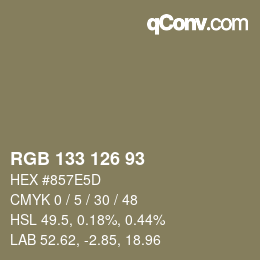 カラーコード: RGB 133 126 93 | qconv.com