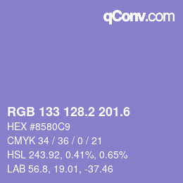 カラーコード: RGB 133 128.2 201.6 | qconv.com