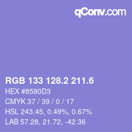 カラーコード: RGB 133 128.2 211.6 | qconv.com