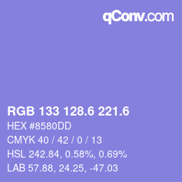 カラーコード: RGB 133 128.6 221.6 | qconv.com