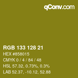 カラーコード: RGB 133 128 21 | qconv.com