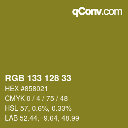 Color code: RGB 133 128 33 | qconv.com