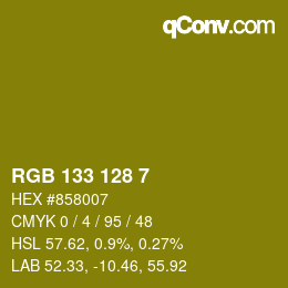 Color code: RGB 133 128 7 | qconv.com