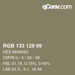 Código de color: RGB 133 128 99 | qconv.com