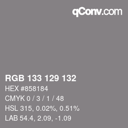 カラーコード: RGB 133 129 132 | qconv.com