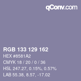 Código de color: RGB 133 129 162 | qconv.com