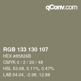 Farbcode: RGB 133 130 107 | qconv.com