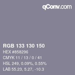 Farbcode: RGB 133 130 150 | qconv.com