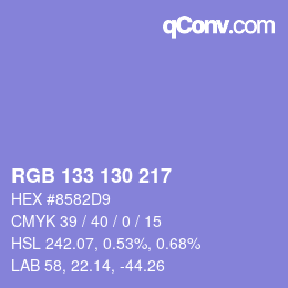 カラーコード: RGB 133 130 217 | qconv.com