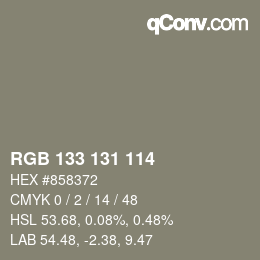 Code couleur: RGB 133 131 114 | qconv.com