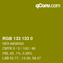 Color code: RGB 133 133 0 | qconv.com